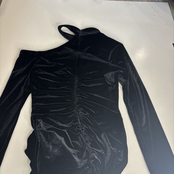 Xscape Shoulder Cutout Long Sleeve Velvet Maxi Dress Size 8 Ruched Whimsigoth - Picture 5 of 9